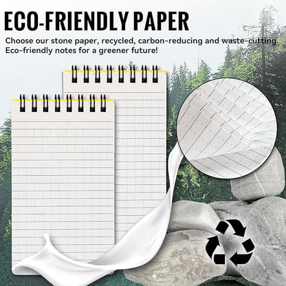 POPYOLA 1 Pack Waterproof Pocket Notebook, 3x5 Pocket Notepad, All Weather Mini Spiral Notepad, Write in the Rain Police Notepad with 100 Squared Pages for Outdoor Home Office School, Yellow