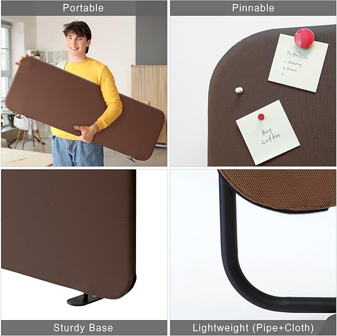 Desk Dividers, Movable Privacy Partition Panel for Students, Office, Home, Shop, Freestanding, Scratch Resistance, 48"x18", Caramel