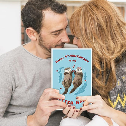 Happy 4th Anniversary Card Gift for Husband,Wife,Romantic Fourth Anniversary Card for Boyfriend or Girlfriend,Lovely Four Year Wedding Anniversary Card for Women Men Him Her