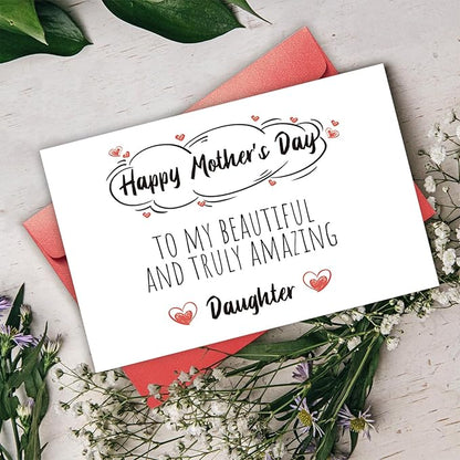 Cute Mother’s Day Card for Daughter, 1st Mothers Day Card for Daughter, Funny Mothers Day Gift from Mom, Mother's Day Card To Beautiful And Truly Amazing Daughter