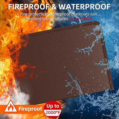 Fireproof Accordion File Organizer, Portable Expanding File Folder with Waterproof Zipper&Labels, Brown Document Organizer with 13 Pockets, File Organizer for Important Document/Paper Storage