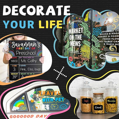 Window Chalk Markers for Glass Washable, 10 Colors Jumbo Liquid Chalk Marker with 15mm 3 in 1 Nib Thick Wide Tips, Big Chalkboard Markers, Car Paint Pen for Auto, Bistro, Mirror, Poster, Blackboards