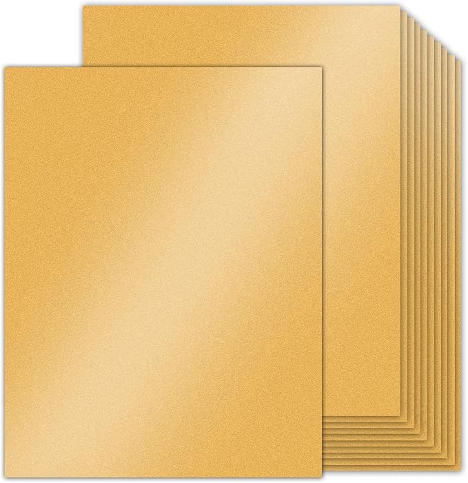 24 Sheets Gold Shimmer Cardstock 8.5 x 11 Metallic Paper, Goefun 80lb Card Stock Pearlescent Paper for Invitations, Birthday, Anniversaries, Card Making
