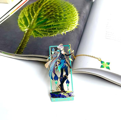 Genshin Impact Alhaitham Metal Bookmark - Anime Figure Merch with 3D Display Box - Birthday Gifts for Fans Friends Gamer Book Lovers - Zllada