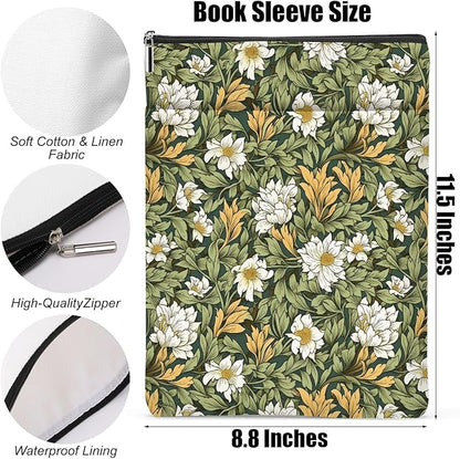Botanical Book Sleeve, Classic Flower Book Covers for Paperbacks, Floral Book Pouch Book Protector, Book Lovers Gifts for Women Girls Readers, Book Accessories Book Club Gifts Christmas Birthday Gifts