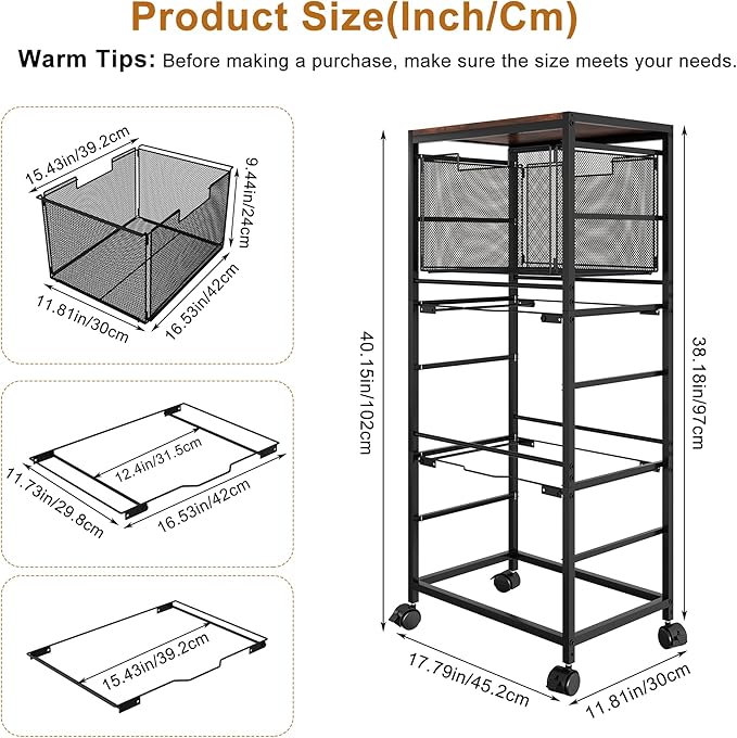 EasyPAG Hanging File Folder Organizer Rolling Cart on Wheels 2 Letter/Legal Size Mobile Hanging File Folder Frame with 1 Pull-Out Drawer for Home Office, Black