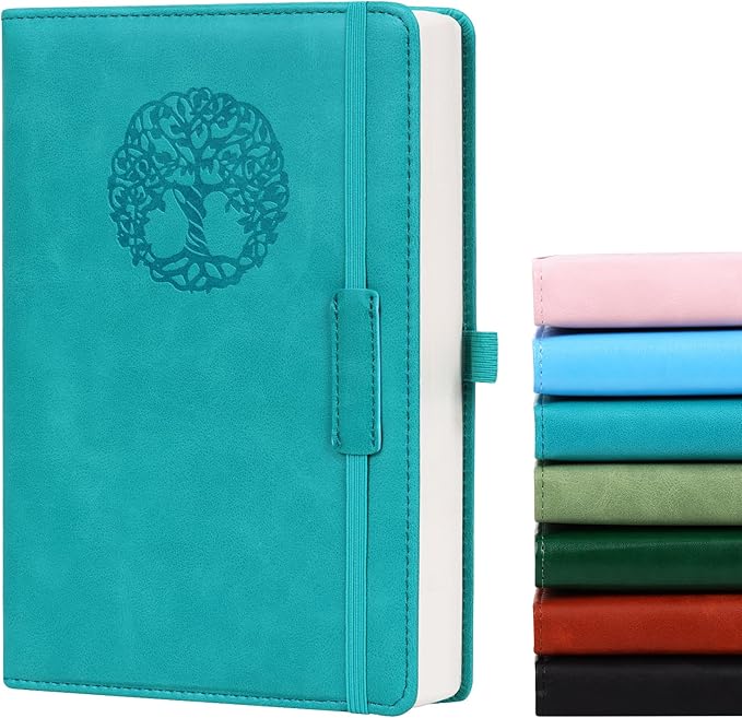 Lined Journal Notebook for Women Men A5 Hardcover Leather Journals College Ruled Notebooks 300 Pages 5.7 x 8.3 Inches Turquoise