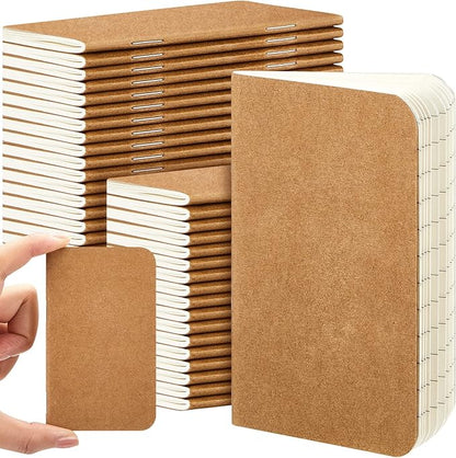 Outus 36 Pcs Pocket Notebook Mini Journal 2.5" x 4" Kraft Paper Mini Notepad Bulk Softcover Pocket Notepad Memo Diary Subject Notebooks for Student Traveler School(Brown)