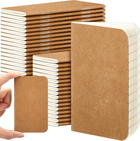 Outus 36 Pcs Pocket Notebook Mini Journal 2.5" x 4" Kraft Paper Mini Notepad Bulk Softcover Pocket Notepad Memo Diary Subject Notebooks for Student Traveler School(Brown)