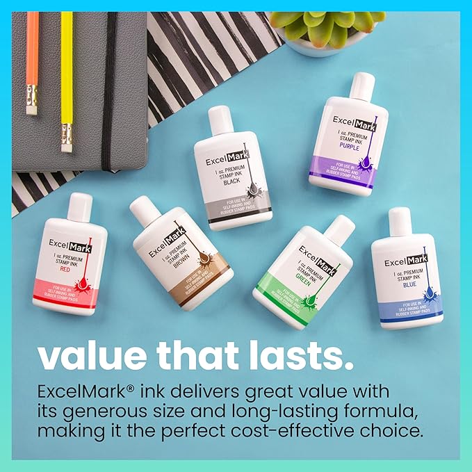 ExcelMark Premium Self-Inking Stamp Refill Ink - 1 oz. (Purple)