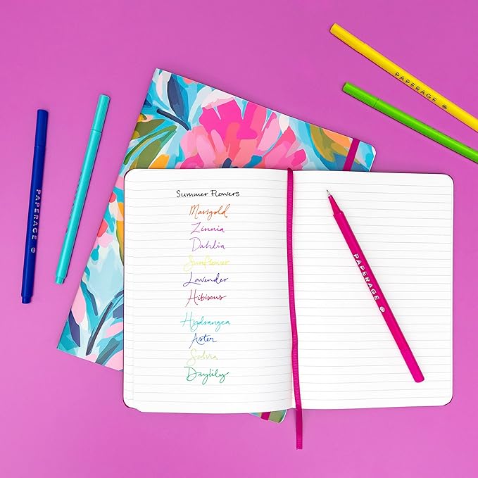 PAPERAGE Felt Tip Fine Point Pens (0.4mm), 12 Pack, Colored Pens For Journaling, Notebooks, Planners, Calendars & Drawing, Great for School, Office, & Home (Rainbow)