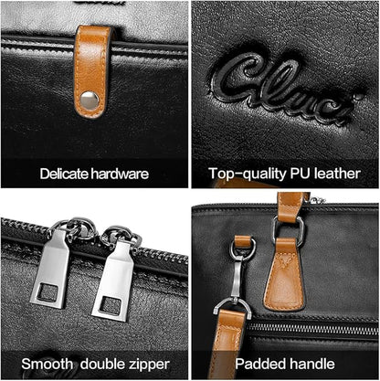 CLUCI Leather Briefcase for Women 15.6 Inch Laptop Business Vintage Slim Ladies Shoulder Bag