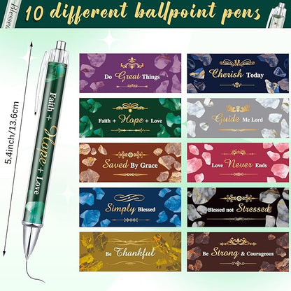 Tinlade 10 Pcs Christian Pens for Women Religious Ink Pens Easter Gifts Inspirational Quotes Bible Verse Ballpoint Funny Office Supplies for Women Men Coworker(Stone)