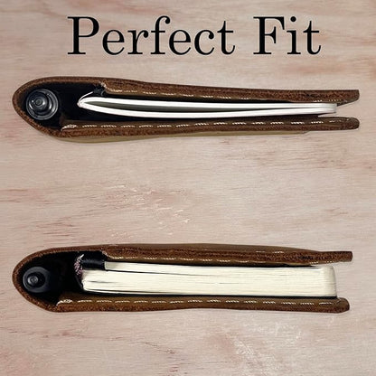 Leather Cover for Field Notes, Passport Cover, Leather Notebook Cover for 3.5" x 5.5" with Pen Holder, Only Cover (Oak)