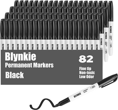 Permanent Markers Bulk Fine Tip 82 Pack, Waterproof Markers, Premium Smear Proof Pens, Quick Drying, Office Supplies for School, Office, Home