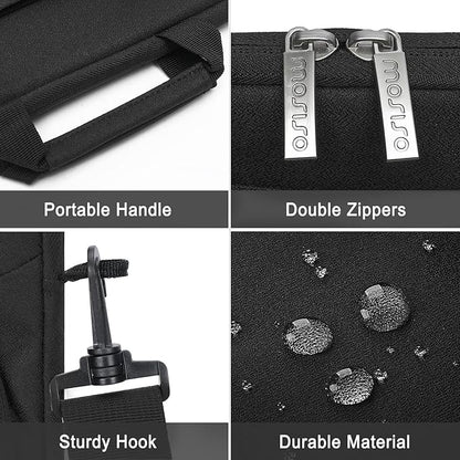 MOSISO Vertical Laptop Shoulder Bag Compatible with MacBook Air/Pro,13-13.3 inch Notebook,Compatible with MacBook Pro 14 2023-2021 A2779 M2 A2442 M1 with Front Raised Pockets&Fix Handle&Belt, Black