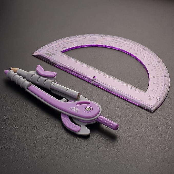 Mr. Pen- Compass and Protractor Set, Purple, Compass Geometry Tool, Protractor and Compass Set, Compass Drawing Tool, Drawing Compass, Protractor Set, Geometry Compass, Math Compass for Geometry