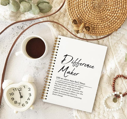 OXW Difference Maker Appreciation Gift, Meeting Notebook for Work, Thank You Gifts for Leader Mentor Manager Boss, Office Supplies Social Worker Notebook, White Hardcover Spiral Notebook 5.5 x 8.3