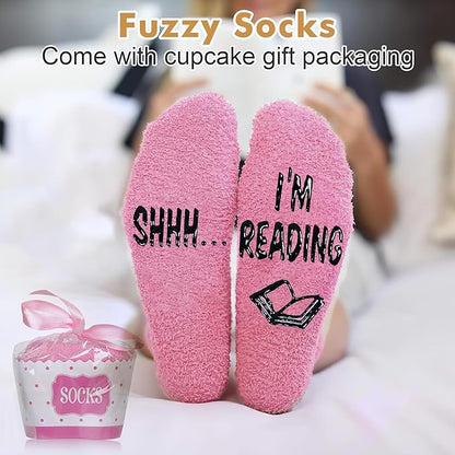 Bookish Book Lovers Gifts Readers - 7pcs Reading Accessories w/Bookmark, Cozy Socks, Cute Tote Bag, Coffee Mug, Hanging Decor and Cards, Booklovers Gift Idea for Women Bookworm Teacher Librarian