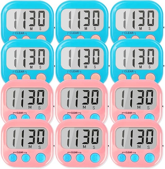 Classroom Timers for Teachers Kids Large Magnetic Digital Timer 12 Pack-Blue Pink