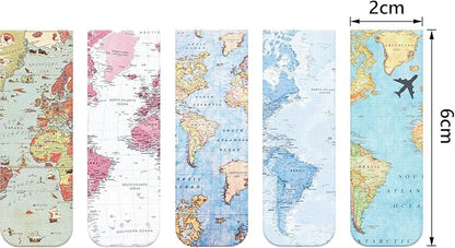 Chinco 10 Pieces Magnetic Bookmarks Magnet Page Markers Assorted Book Markers Set for Students Reading Gifts for Christmas(Map)