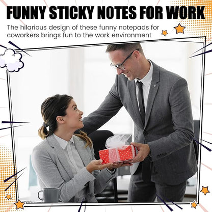 12 Pcs Funny Sticky Notes for Work 4x3 Inches Sarcastic Self Adhesive Notepads Novelty Memo Note Pads for Office Coworker Gifts Employee Appreciation Supplies(Stick Man)