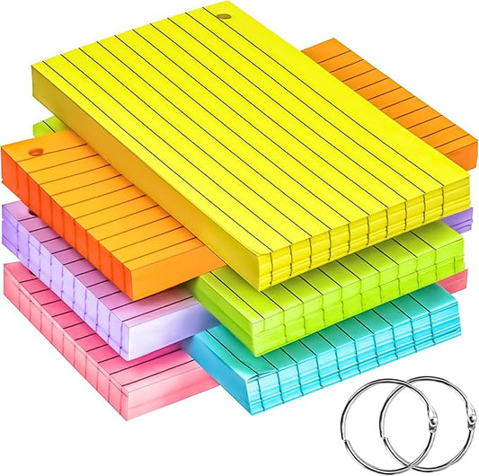 MotBach 180 PCS Index Cards Flash Cards with Binder Rings,4" x 6", Colored Ruled Memo Notecards Study Cards Scratch Pad Lined Studying Record To Do List for Home School Office Supplies