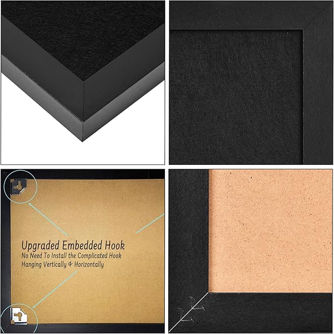 Black Bulletin Board Large Cork Board with Felt, 23"x17" Large Display Pin Board Vision Board for Walls, Jewelry, Notes, Collection, Photos, Office, Black Framed and Black Felt, 1pc