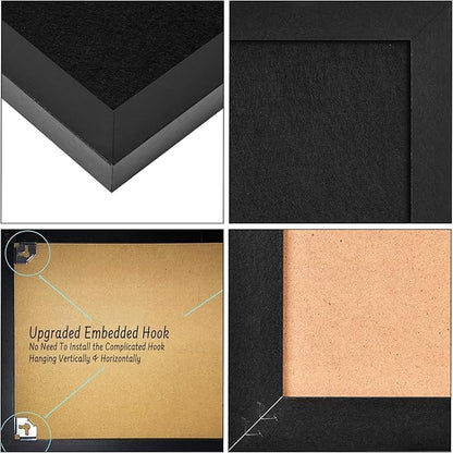 Black Bulletin Board Large Cork Board with Felt, 23"x17" Large Display Pin Board Vision Board for Walls, Jewelry, Notes, Collection, Photos, Office, Black Framed and Black Felt, 1pc