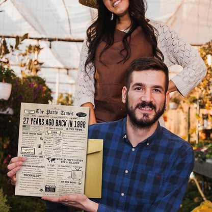 Ziwenhu Vintage 27th Birthday Card Gifts for Women Men,Funny 27th Birthday Decorations Card for Her Him,27 Year Old Bday Greeting Card for Husband Wife or Mom Dad Couple Family