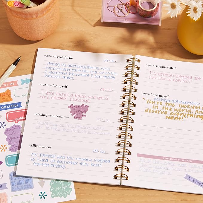 Erin Condren Inspired Collection - A5 Gratitude Journal - Coiled Binding- Inspired