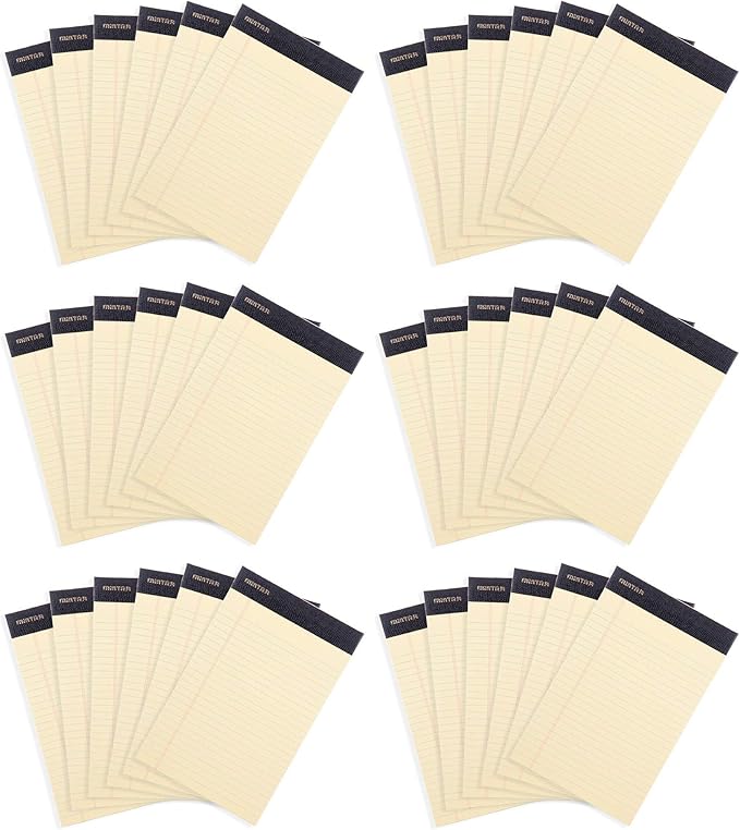 Mintra Office Legal Pads, ((xPremium, 5in x 8in, Narrow (Canary), 36pk (6-6pks)), Narrow Ruled, 50 Sheets per Notepad, Micro perforated Writing Pad, Notebook Paper for School, College, Office, Work