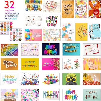 Joyberg 32 PCS Happy Birthday Cards Bulk with Envelopes, 4x6 Assorted Birthday Cards