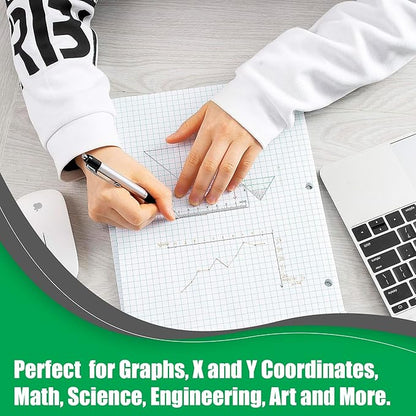Graph Paper, Filler Paper Loose leaf Graph Paper - 8” x 10.5" - Graph Ruled, 4x4 Quad Ruled Notebook Paper, 3 Hole Punched Loose leaf Papers for 3 Ring Binders - 100 Sheets per Pack (2 Pack)