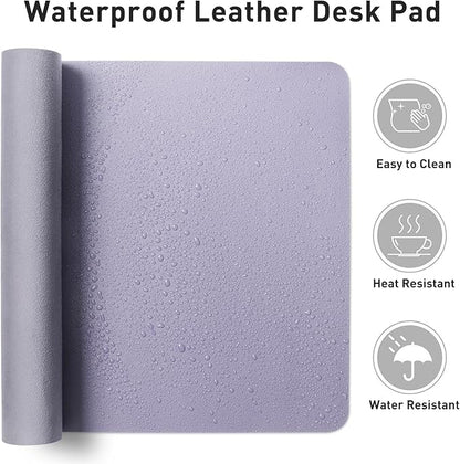 Aothia Leather Desk Pad Protector, Mouse Pad, Office Desk Mat, Non-Slip PU Leather Desk Blotter, Laptop Desk Pad, Waterproof Desk Writing Pad for Office and Home (23.6" x 13.7", Lavender)