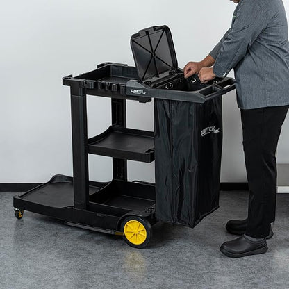 Restaurantware-Janitor CART Bag ONLY: Clean Tek Professional 16.93 x 10.63 x 29.53 Inch Janitorial Cart Bag, 1 Heavy-Duty Bag - Janitor Cart Sold Separately, Durable, Black Plastic Replacement Bag