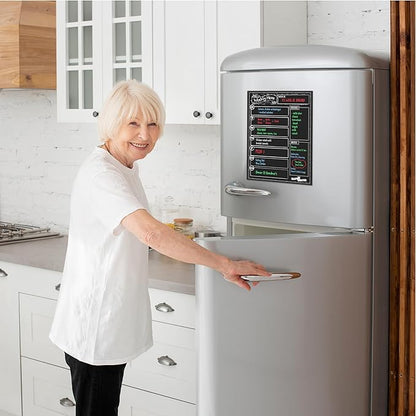 CHALKY CROWN Magnetic Dry Erase Menu Board for Fridge Includes 4 Liquid Chalk Markers - Weekly Meal Planner Blackboard, Grocery List & Notepad for Kitchen Refrigerator - Chalkboard Magnet