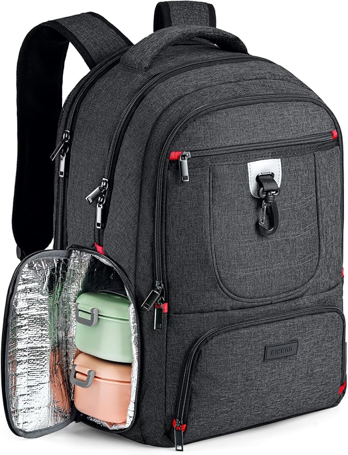 BIKROD Lunch Backpack, Insulated Cooler Lunch Bag Backpack, Large Travel 17.3 Laptop Back Pack Sturdy Computer College School Bookbag for Women Men for Men Women Work Hiking Picnic