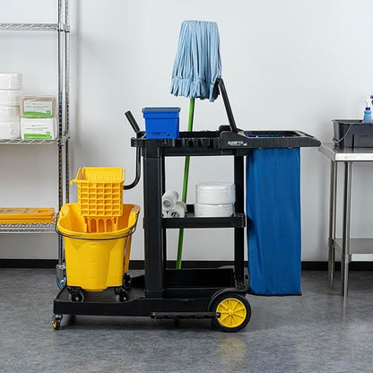 Restaurantware-Janitor CART Bag ONLY: Clean Tek Professional 16.93 x 10.63 x 29.53 Inch Janitorial Cart Bag, 1 Heavy-Duty Bag - Janitor Cart Sold Separately, Durable, Blue Plastic Replacement Bag