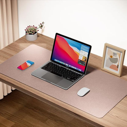 ‎Boutilon Leather Desk Pad 35"x 17" Non-Slip Mouse Pad,Office Desk Mat,Waterprooft PU Leather Desk Blotter,Desk Pad Protector,Desk Writing Pad for Home Office Decor (L-Champagne,35"x 17")
