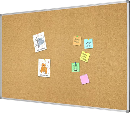 Lockways Large Cork Board Bulletin Board, Bulletin CorkBoard 72 x 36 Inch, Notice Message Pin Board,F Silver Aluminium Frame