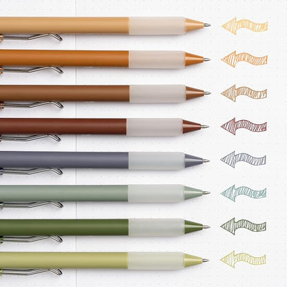 BLIEVE Gel Pens - Earthy, Matte Finish, Smooth Writing, No Bleed - For Journaling, Bible Notes, Drawing - Cute School Supplies, 8 Pack