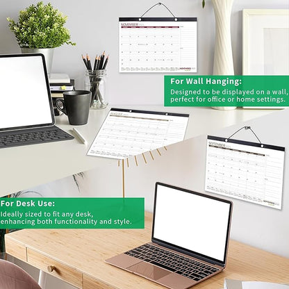 Desk Calendar 2025 Wall Calendars, December 2024 - December 2025 Monthly Planner Paper Office Desktop 17"X 12", 14-Months, Planning and Organizing Home, School, Office, Holiday, Vacation