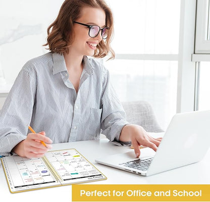 2026 Planner, Weekly and Monthly Calendar Planner, January 2026 - December 2026, Hardcover 2026 Calendar Planner Book with Tabs For Women & Men, Inner Pocket, Spiral Bound, Perfect for Office Home School Supplies - A5 (6.3" x 8.5"), Yellow