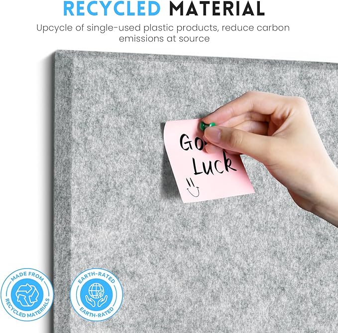 Large Cork Bulletin Board for Wall 48"x36", 12 Pack Felt Wall Tiles with 80 Pushpins, 60 Safe Removable Adhesive Tabs, Decorative Pin Board Tack Board for Office Home School, Silver Grey