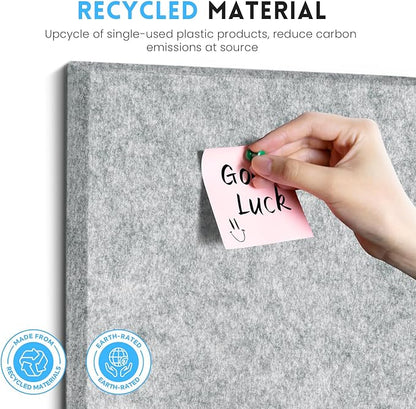 Large Cork Bulletin Board for Wall 36"x24", 6 Pack Felt Wall Tiles with 50 Pushpins, 30 Safe Removable Adhesive Tabs, Decorative Pin Board Tack Board for Office Home School, Silver Grey