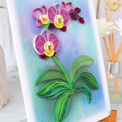 KingKraft Orchid Quilling Card, Birthday Card for Mom, Anniversary Card for Wife, Valentines Day, Mothers Day Card, Thinking of You, Get Well Card, Greeting Card for All Occasions, Blank Inside