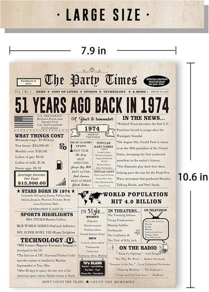 Funny 51st Birthday Card for Her Him, Retro 51st Birthday Decorations for Women Men Mom Dad, Large 51 Years Old Bday Gift Ideas