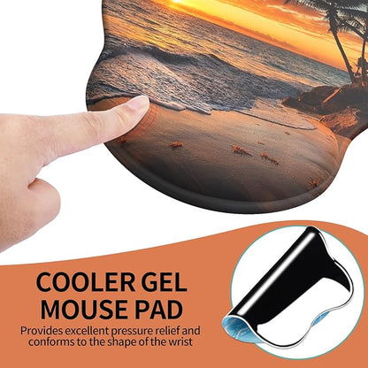 eulps Mouse Pad with Wrist Rest, Comfortable Computer Mousepad with Gel Wrist Support Smooth Surface and Non-Slip PU Base for Pain Relief, Laptop, Office & Home (Sunset)