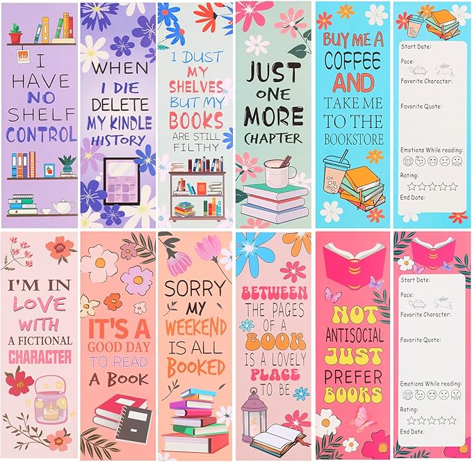 LiYiQ 100 Pcs Book Lovers Bookmarks Double-Sided Bookmark Page Markers Book Markers Set for Kids Reading Bookmarks Gift for Women